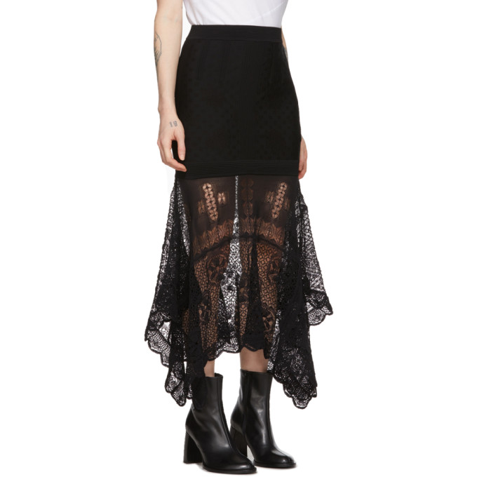 ALEXANDER MCQUEEN ALEXANDER MCQUEEN BLACK PATCHWORK LACE KNIT SKIRT