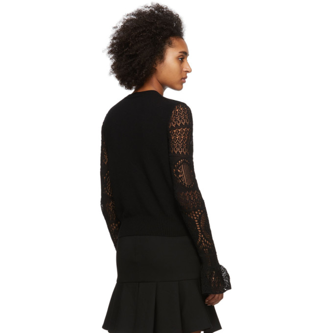 ALEXANDER MCQUEEN ALEXANDER MCQUEEN BLACK WOOL LACE CREWNECK SWEATER