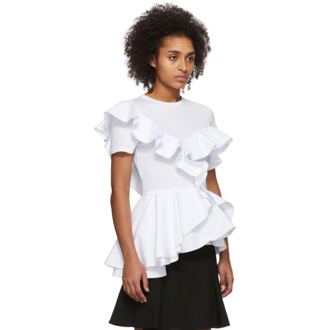 ALEXANDER MCQUEEN ALEXANDER MCQUEEN WHITE RUFFLE T-SHIRT