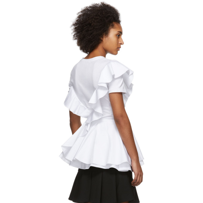 ALEXANDER MCQUEEN ALEXANDER MCQUEEN WHITE RUFFLE T-SHIRT