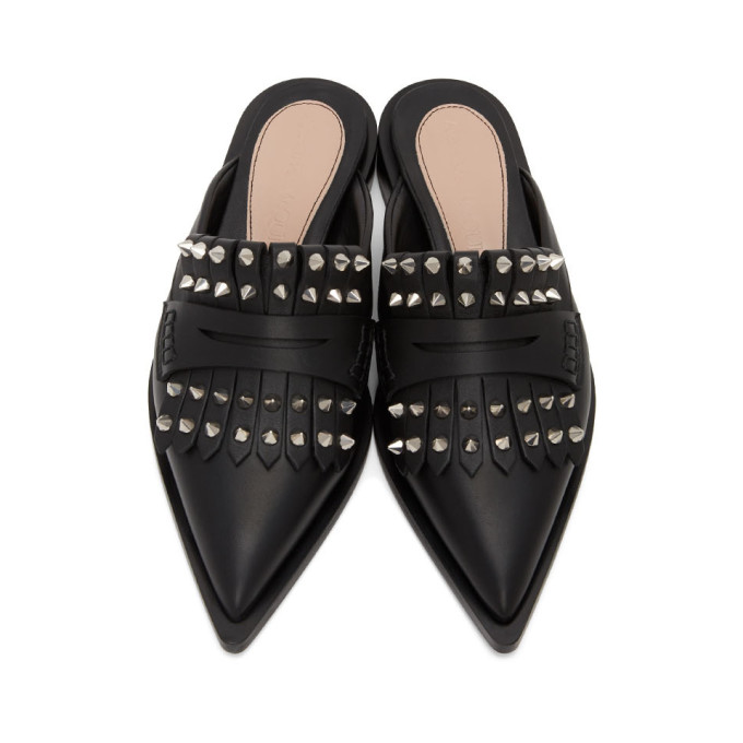 ALEXANDER MCQUEEN ALEXANDER MCQUEEN BLACK PUNK FRINGE SLIP-ON LOAFERS
