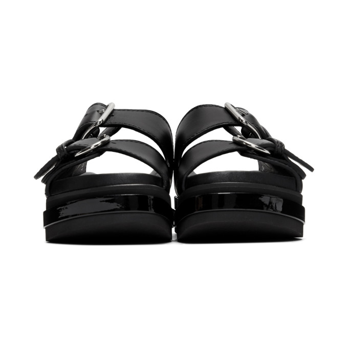 ALEXANDER MCQUEEN ALEXANDER MCQUEEN BLACK TROMPE LOEIL FLAT SANDALS