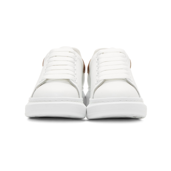 ALEXANDER MCQUEEN ALEXANDER MCQUEEN WHITE AND ROSE GOLD METALLIC OVERSIZED SNEAKERS