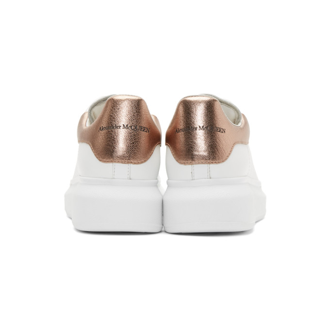 ALEXANDER MCQUEEN ALEXANDER MCQUEEN WHITE AND ROSE GOLD METALLIC OVERSIZED SNEAKERS