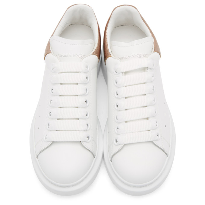 ALEXANDER MCQUEEN ALEXANDER MCQUEEN WHITE AND ROSE GOLD METALLIC OVERSIZED SNEAKERS
