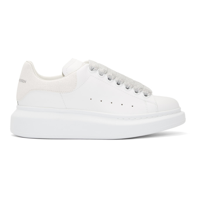 alexander mcqueen white & silver glitter oversized sneakers