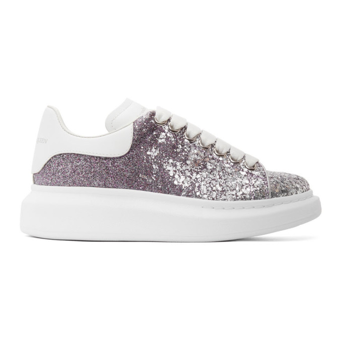 alexander mcqueen silver glitter sneakers