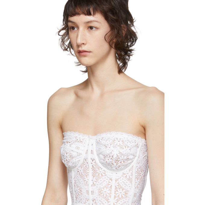 ALEXANDER MCQUEEN ALEXANDER MCQUEEN WHITE SARABANDE LACE BUSTIER
