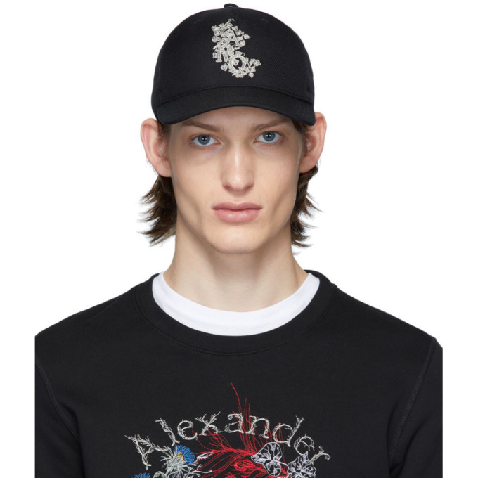 ALEXANDER MCQUEEN ALEXANDER MCQUEEN BLACK IVY MONOGRAM CAP