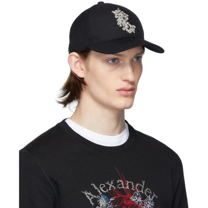 ALEXANDER MCQUEEN ALEXANDER MCQUEEN BLACK IVY MONOGRAM CAP