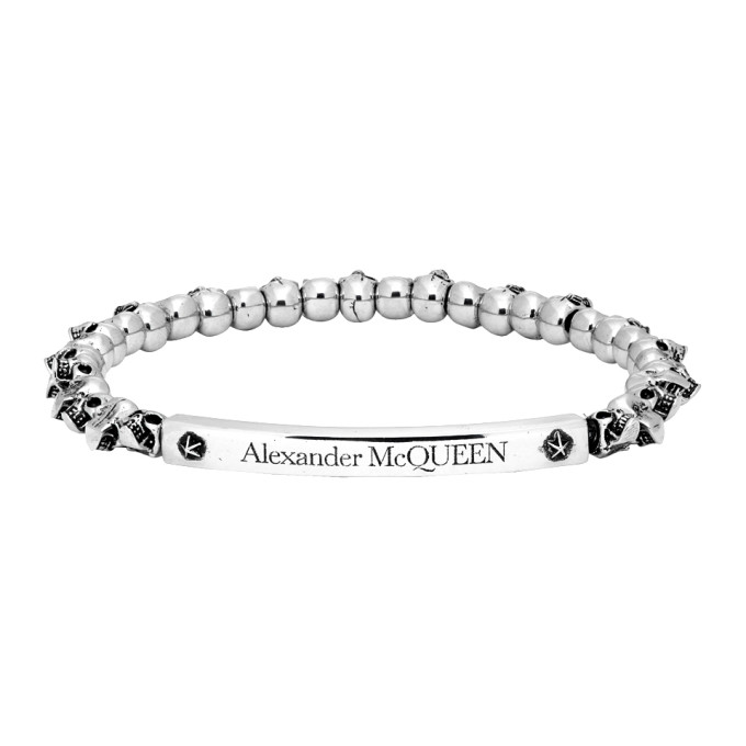 Alexander Mcqueen Silver Skull Bracelet In 0446 Silver