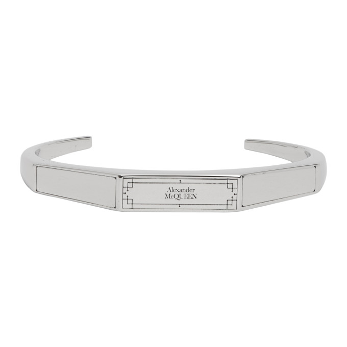 ALEXANDER MCQUEEN ALEXANDER MCQUEEN SILVER IDENTITY CUFF BRACELET