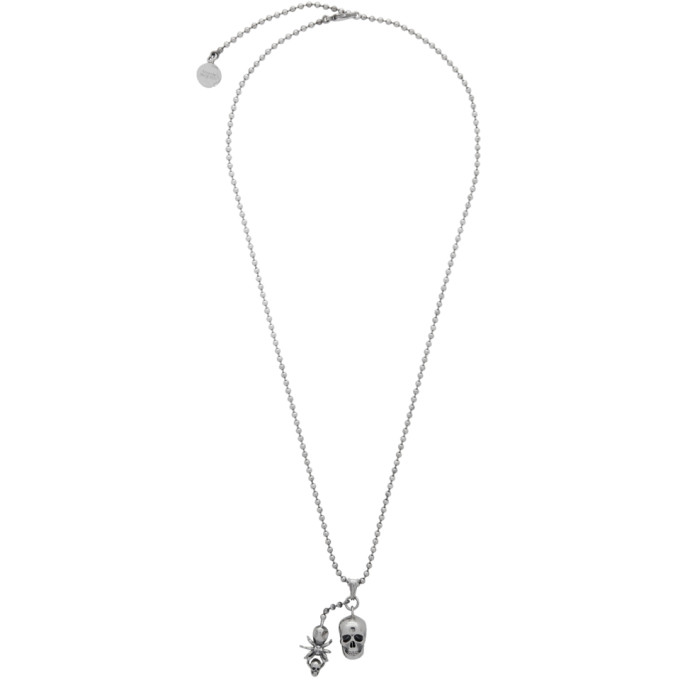 ALEXANDER MCQUEEN ALEXANDER MCQUEEN SILVER SPIDER AND SKULL NECKLACE