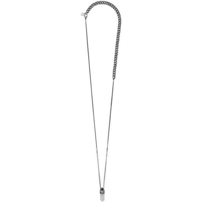 ALEXANDER MCQUEEN ALEXANDER MCQUEEN SILVER QUARTZ PENDANT NECKLACE