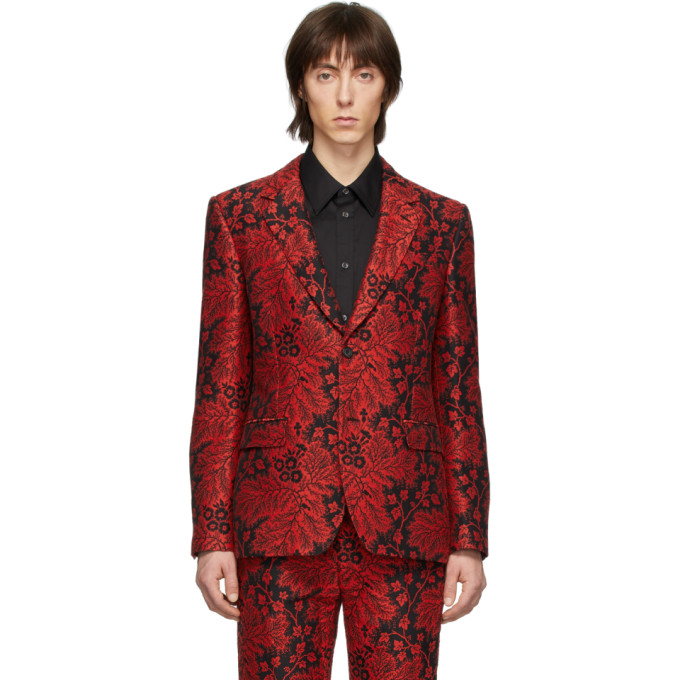 ALEXANDER MCQUEEN ALEXANDER MCQUEEN BLACK AND RED IVY CREEPER BLAZER