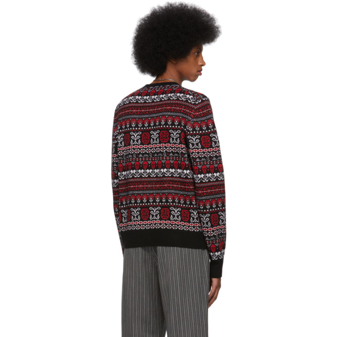 ALEXANDER MCQUEEN ALEXANDER MCQUEEN BLACK AND RED WOOL JACQUARD SWEATER