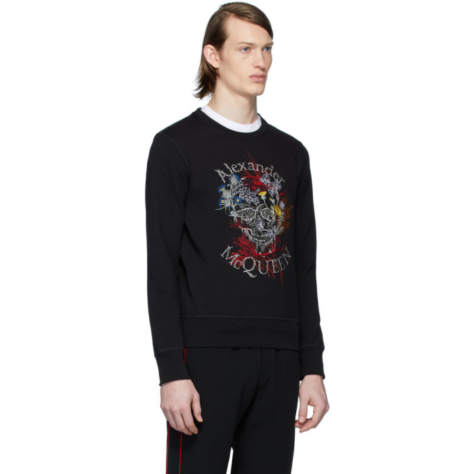 ALEXANDER MCQUEEN ALEXANDER MCQUEEN BLACK GLOWING BOTANICAL SKULL SWEATSHIRT