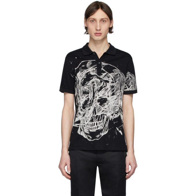 ALEXANDER MCQUEEN ALEXANDER MCQUEEN BLACK SKULL PRINT POLO