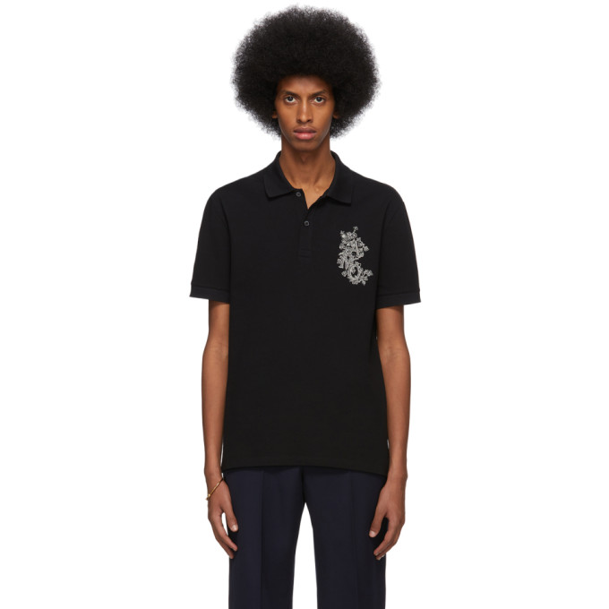 ALEXANDER MCQUEEN ALEXANDER MCQUEEN 黑色刺绣徽标 POLO 衫