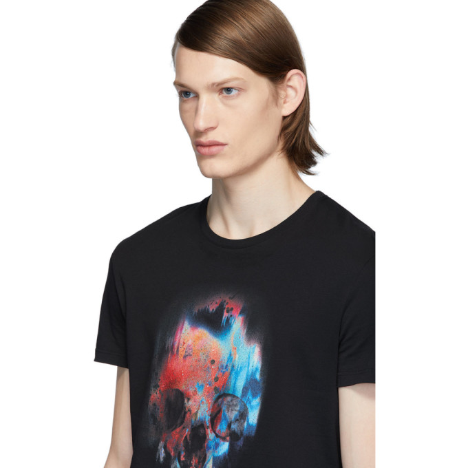 ALEXANDER MCQUEEN BLACK SPRAYED SKULL T-SHIRT