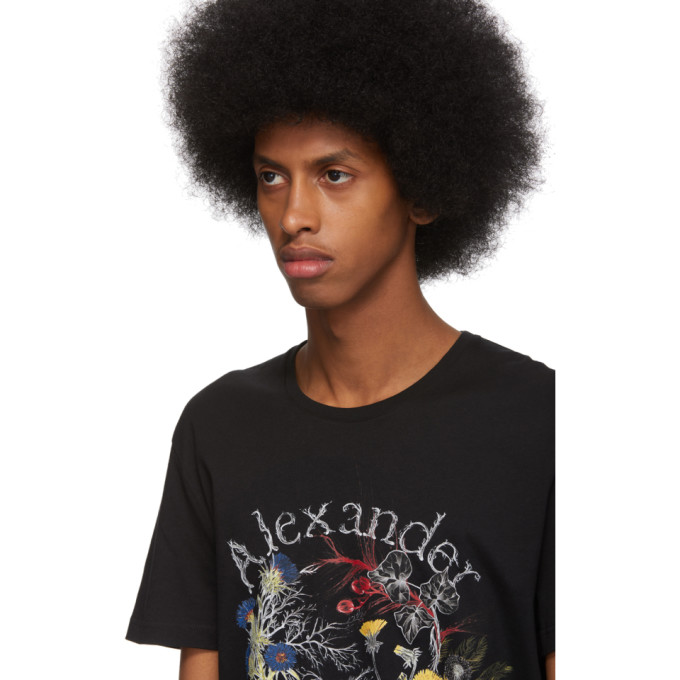ALEXANDER MCQUEEN Black Glowing Botanical Skull T-Shirt