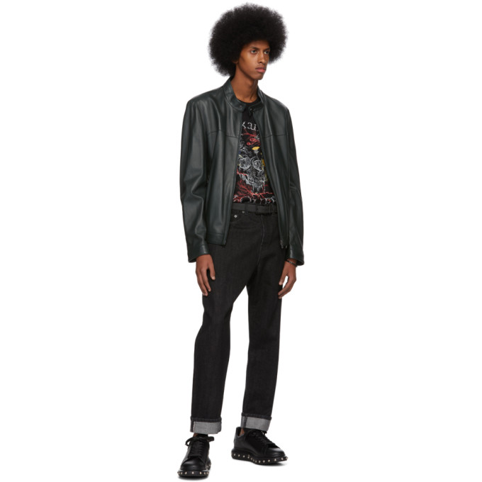 ALEXANDER MCQUEEN Black Glowing Botanical Skull T-Shirt