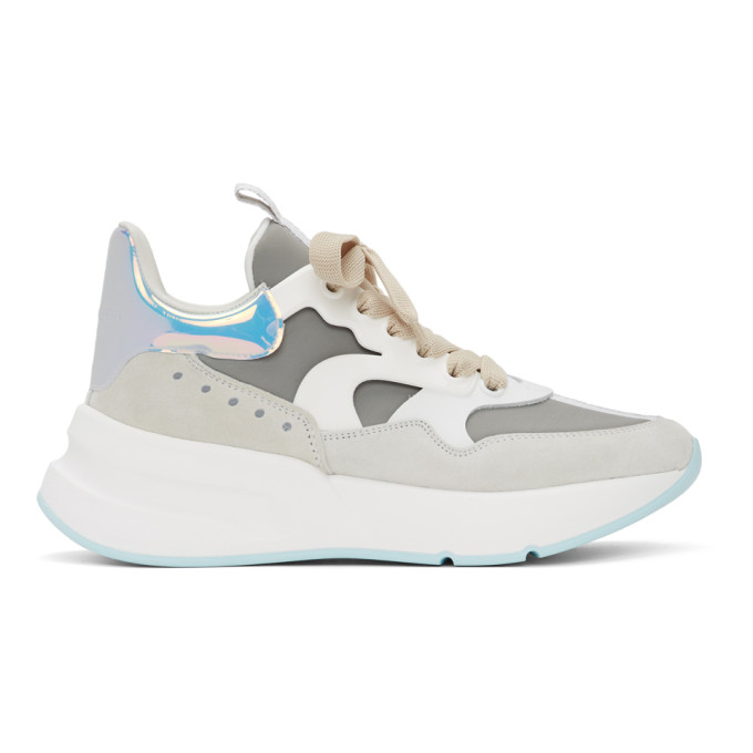 ALEXANDER MCQUEEN ALEXANDER MCQUEEN WHITE AND BLUE LEATHER SNEAKERS