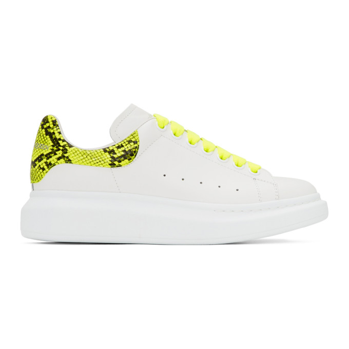 ALEXANDER MCQUEEN ALEXANDER MCQUEEN WHITE AND YELLOW SNAKE OVERSIZED SNEAKERS