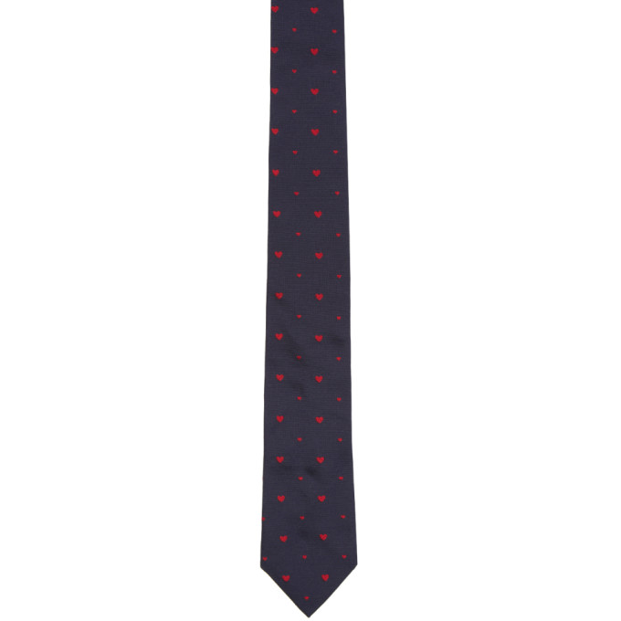 PAUL SMITH PAUL SMITH NAVY HEART NARROW TIE