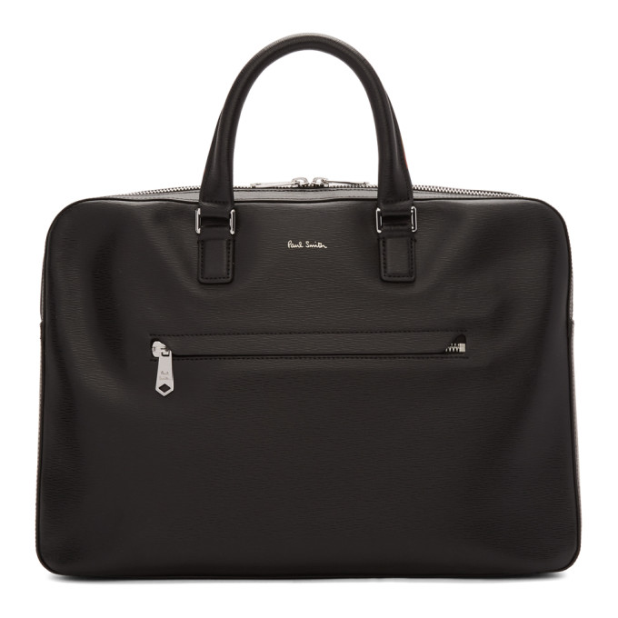 Paul Smith Black Bright Stripe Business Folio Briefcase In 79 Black