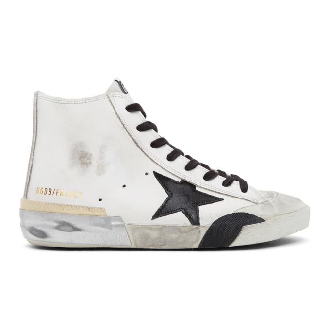 GOLDEN GOOSE GOLDEN GOOSE WHITE AND BLACK FRANCY SNEAKERS