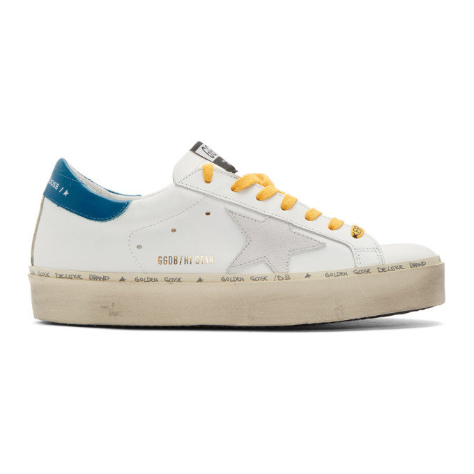 GOLDEN GOOSE GOLDEN GOOSE WHITE AND BLUE HI STAR SNEAKERS