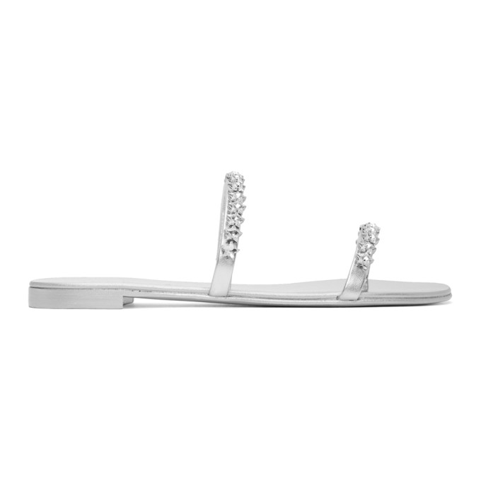 GIUSEPPE ZANOTTI GIUSEPPE ZANOTTI SILVER LEATHER ROLL SANDALS