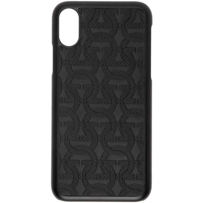 Ferragamo Salvatore  Black Gancini Embossed Iphone X Case