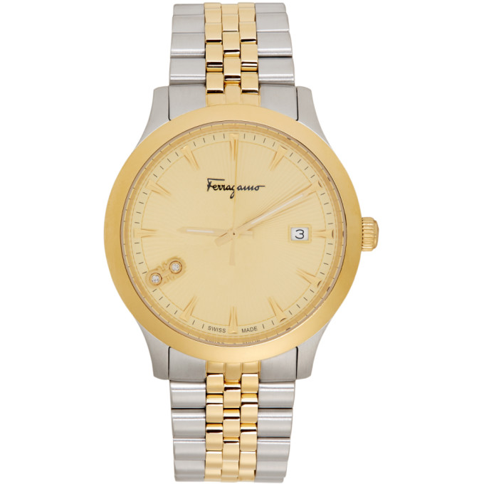 Ferragamo Salvatore  Silver And Gold Duo Watch In Bicolor