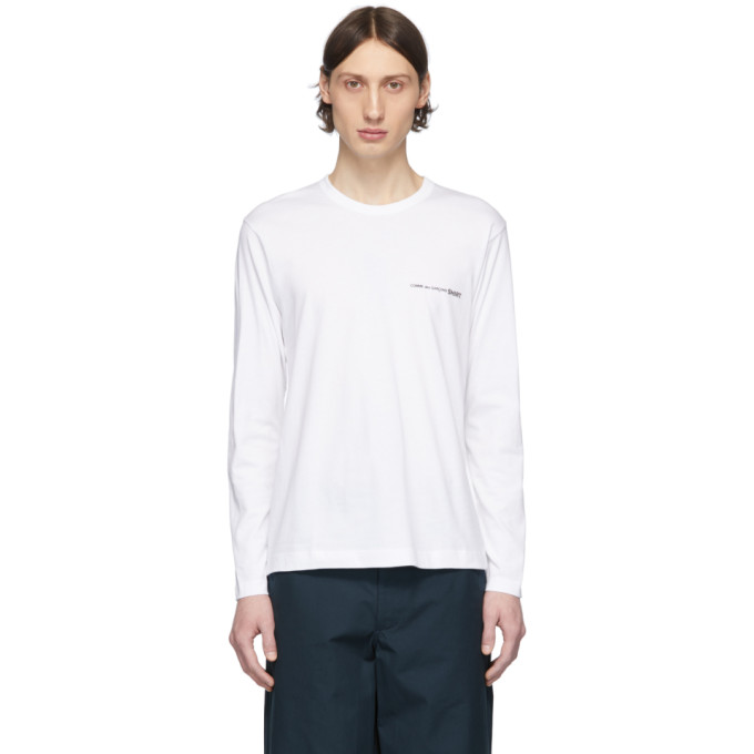 COMME DES GARÇONS SHIRT COMME DES GARCONS SHIRT WHITE LOGO LONG SLEEVE T-SHIRT