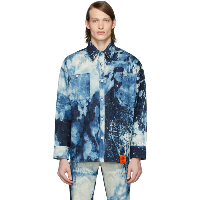 S.r. Studio. La. Ca. Indigo Soto Hand-bleached Denim Oversized Shirt In Bleachedind