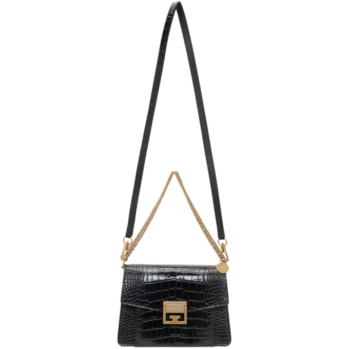 GIVENCHY GIVENCHY BLACK CROC SMALL GV3 BAG