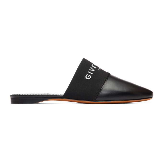 Click to view more detailed imagery on our partner's website Givenchy Bedford Logo-print Leather Backless Mules In 001 Black