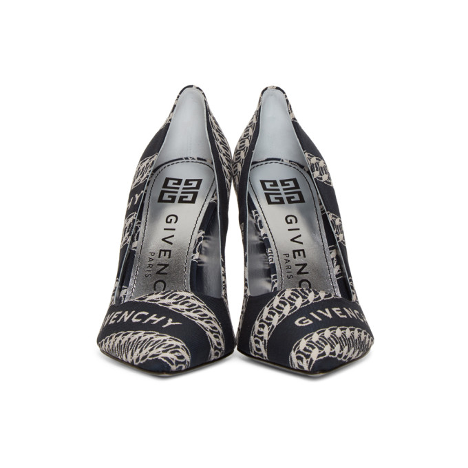 GIVENCHY GIVENCHY NAVY AND WHITE CHAIN M HEELS