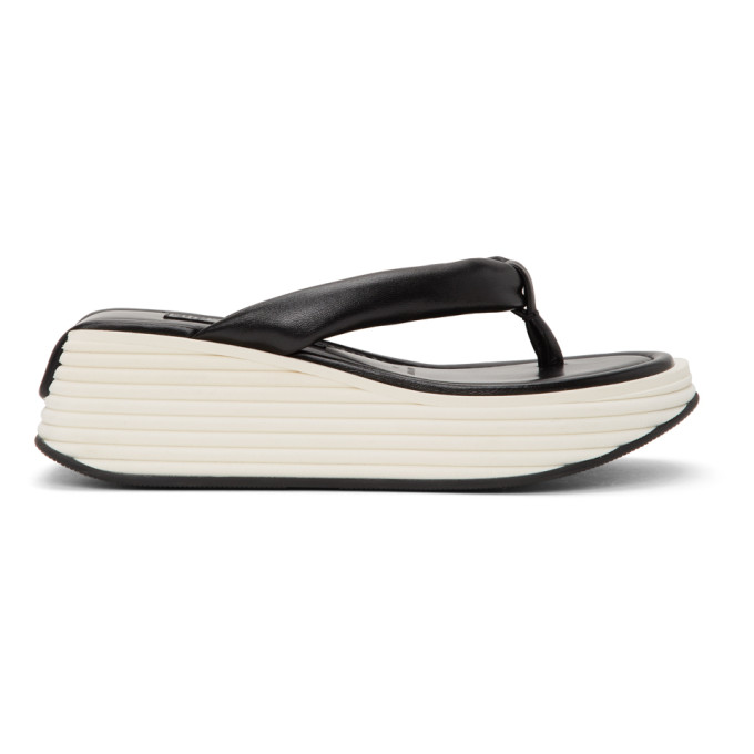 GIVENCHY GIVENCHY BLACK AND WHITE KYOTO PLATFORM THONG SANDALS