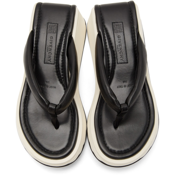 GIVENCHY GIVENCHY BLACK AND WHITE KYOTO PLATFORM THONG SANDALS