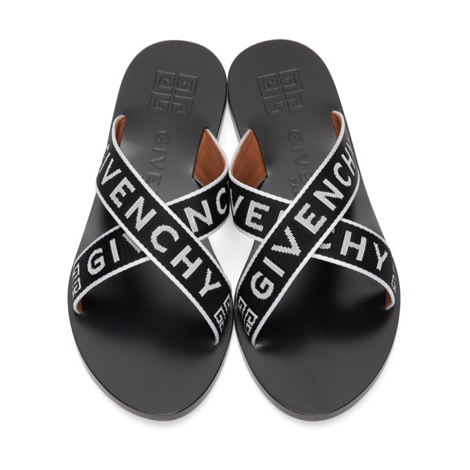 GIVENCHY GIVENCHY BLACK LOGO CROSS SANDALS