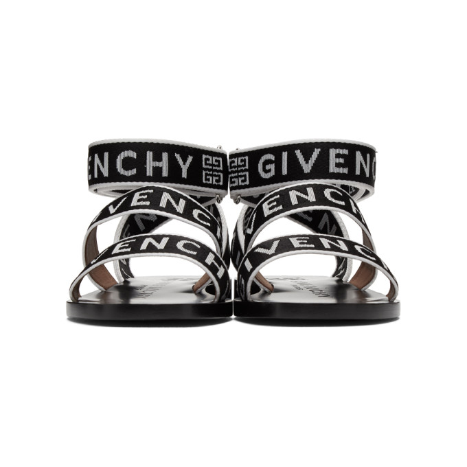 GIVENCHY GIVENCHY BLACK AND WHITE LOGO STRAP SANDALS