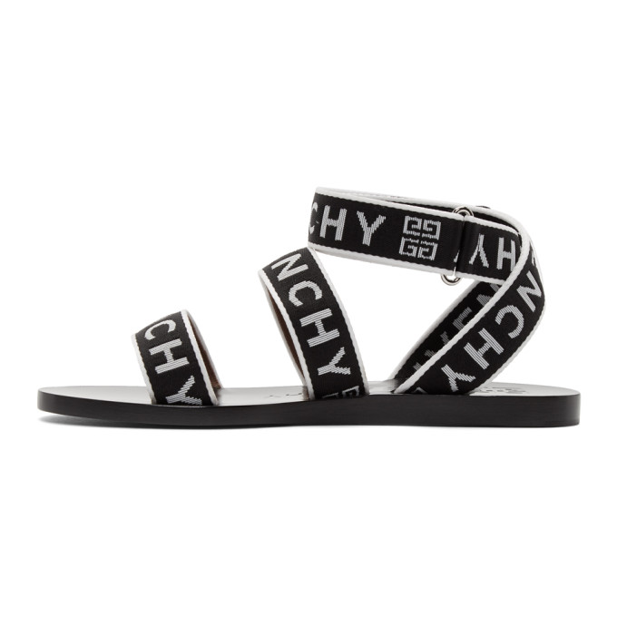 GIVENCHY GIVENCHY BLACK AND WHITE LOGO STRAP SANDALS