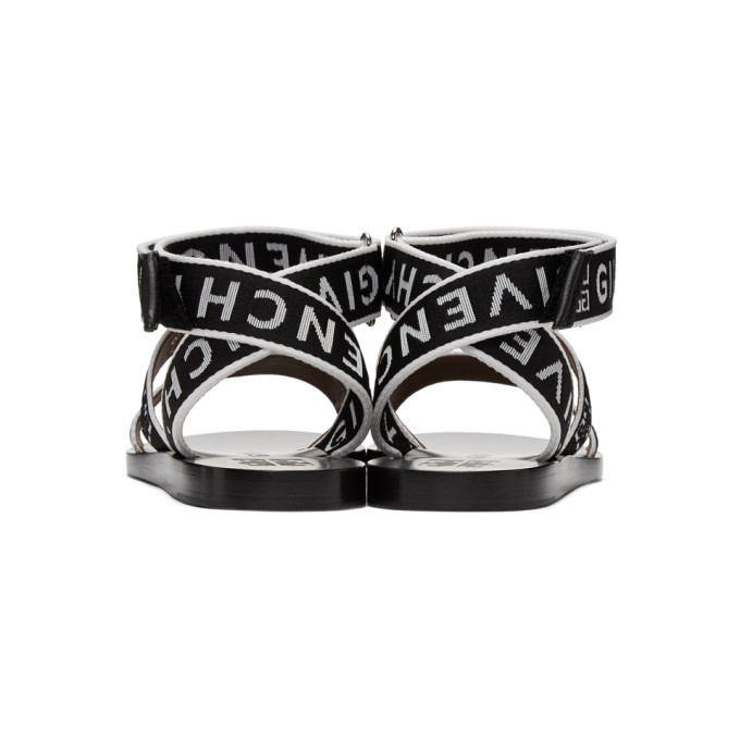 GIVENCHY GIVENCHY BLACK AND WHITE LOGO STRAP SANDALS