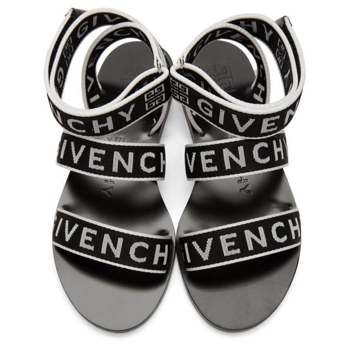 GIVENCHY GIVENCHY BLACK AND WHITE LOGO STRAP SANDALS