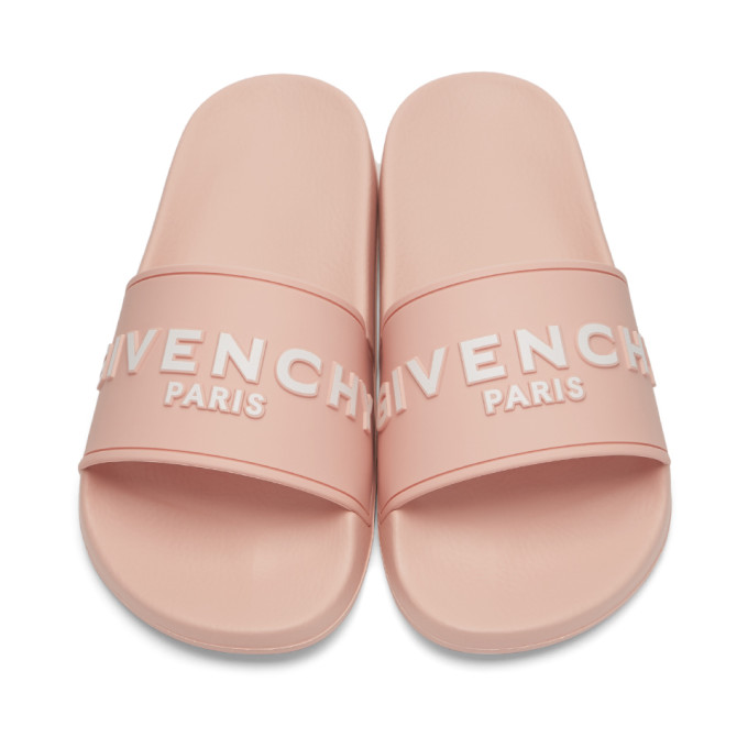 GIVENCHY Pink Logo Pool Slides