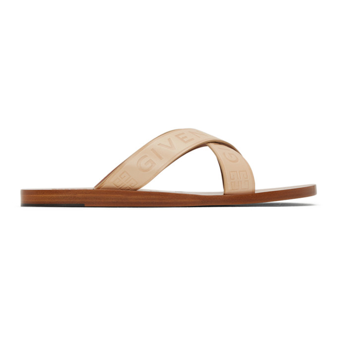 GIVENCHY GIVENCHY BEIGE LOGO CROSS SANDALS