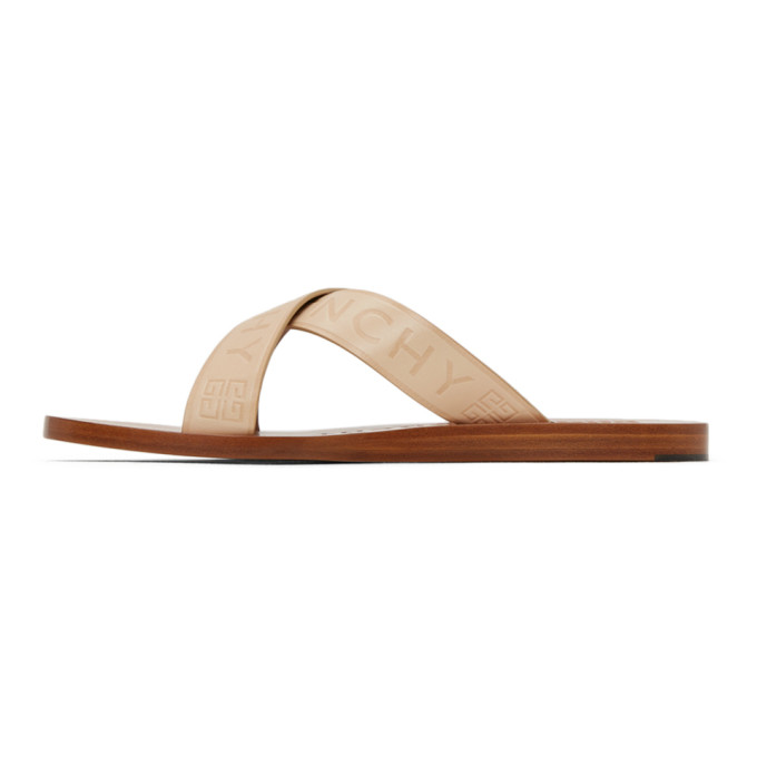 GIVENCHY GIVENCHY BEIGE LOGO CROSS SANDALS